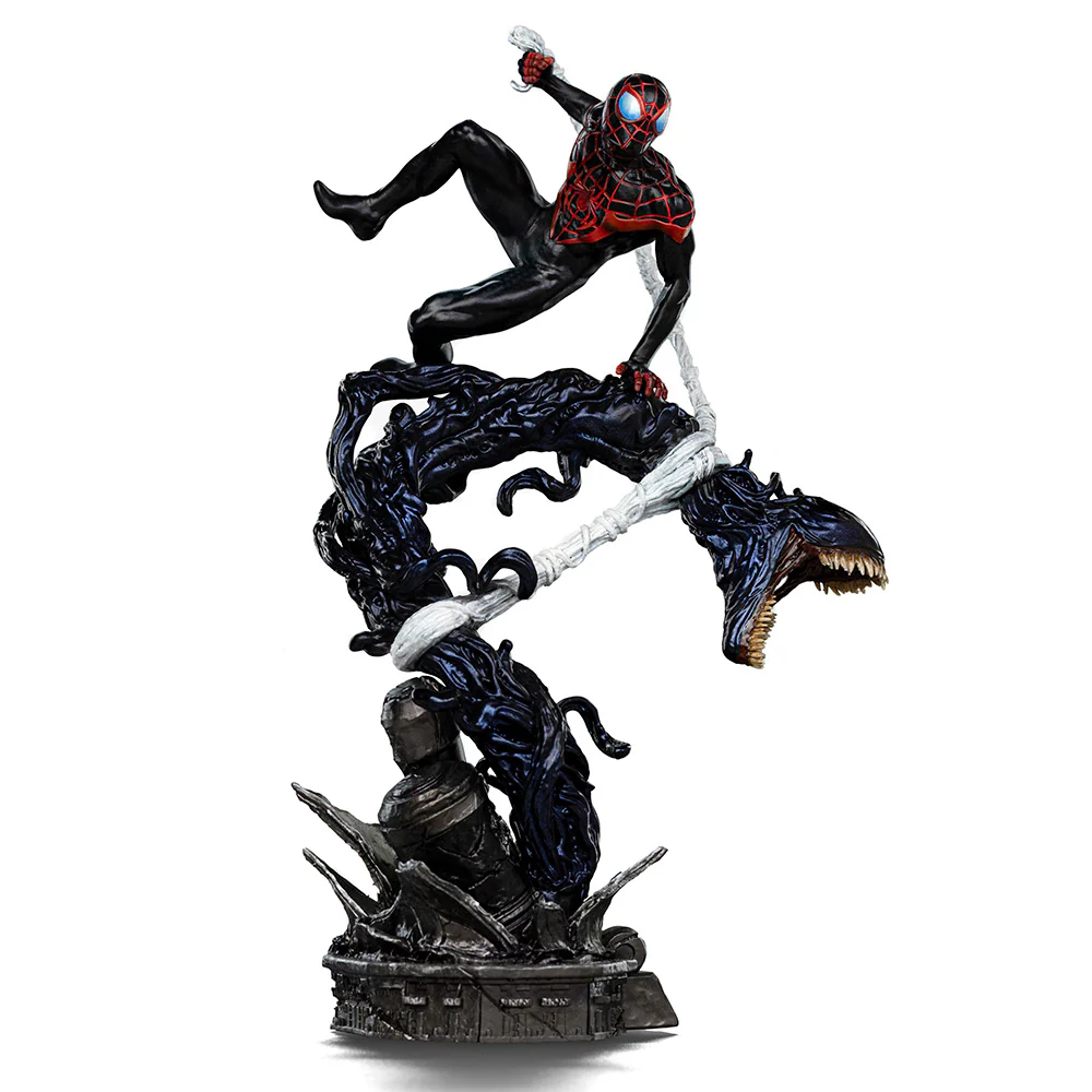 Estátua BDS Art Scale 1/10 Iron Studios Miles Morales vs Venom com diorama elaborado em polystone