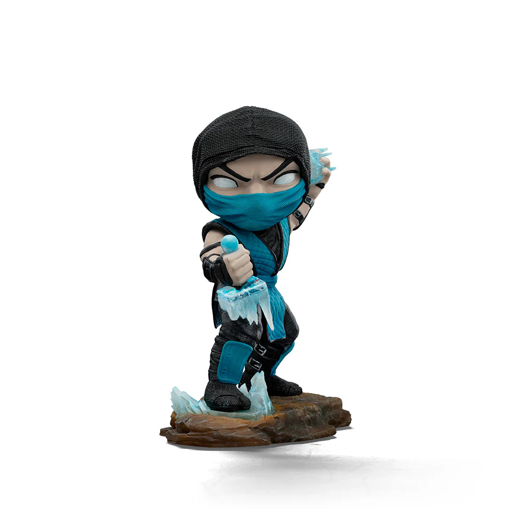 Estátua MiniCo Iron Studios Sub-Zero Mortal Kombat com design caricato e detalhes em polystone