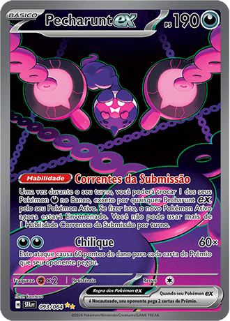 Carta Pecharunt ex Special Illustration Rare (093/064) da expansão Fábula Nebulosa, com estilo de arte japonesa tradicional (xilogravura).
