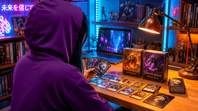 A Estrategista organiza Decks Estruturais de Yu-Gi-Oh sobre a mesa antes de escolher por onde começar